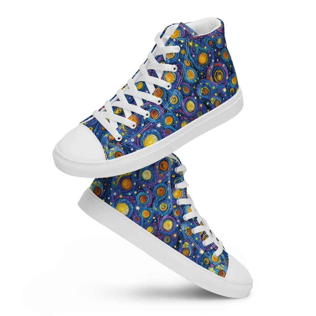 Starry Orbit on Women's High Top Canvas Shoes — Front