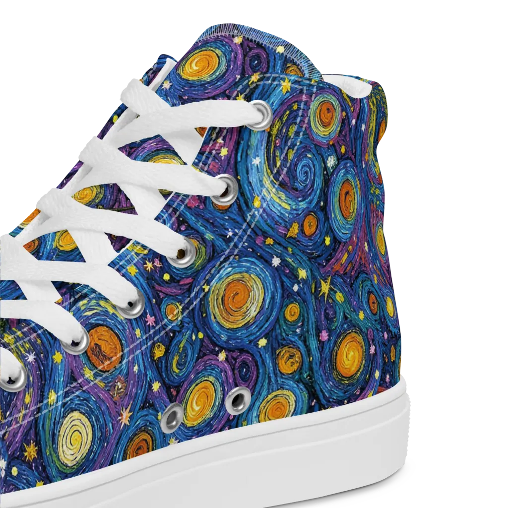 Starry Orbit on Women's High Top Canvas Shoes — Product details 2