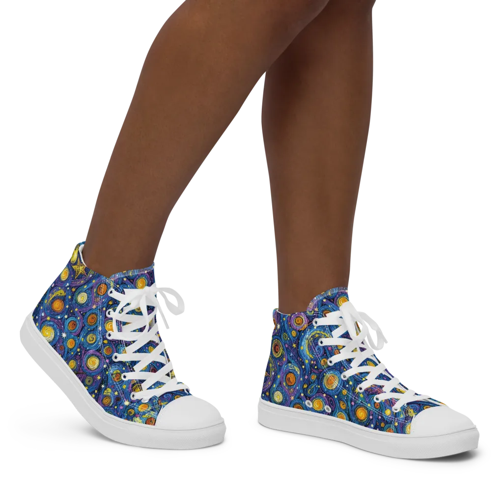 Starry Orbit on Women's High Top Canvas Shoes — Right