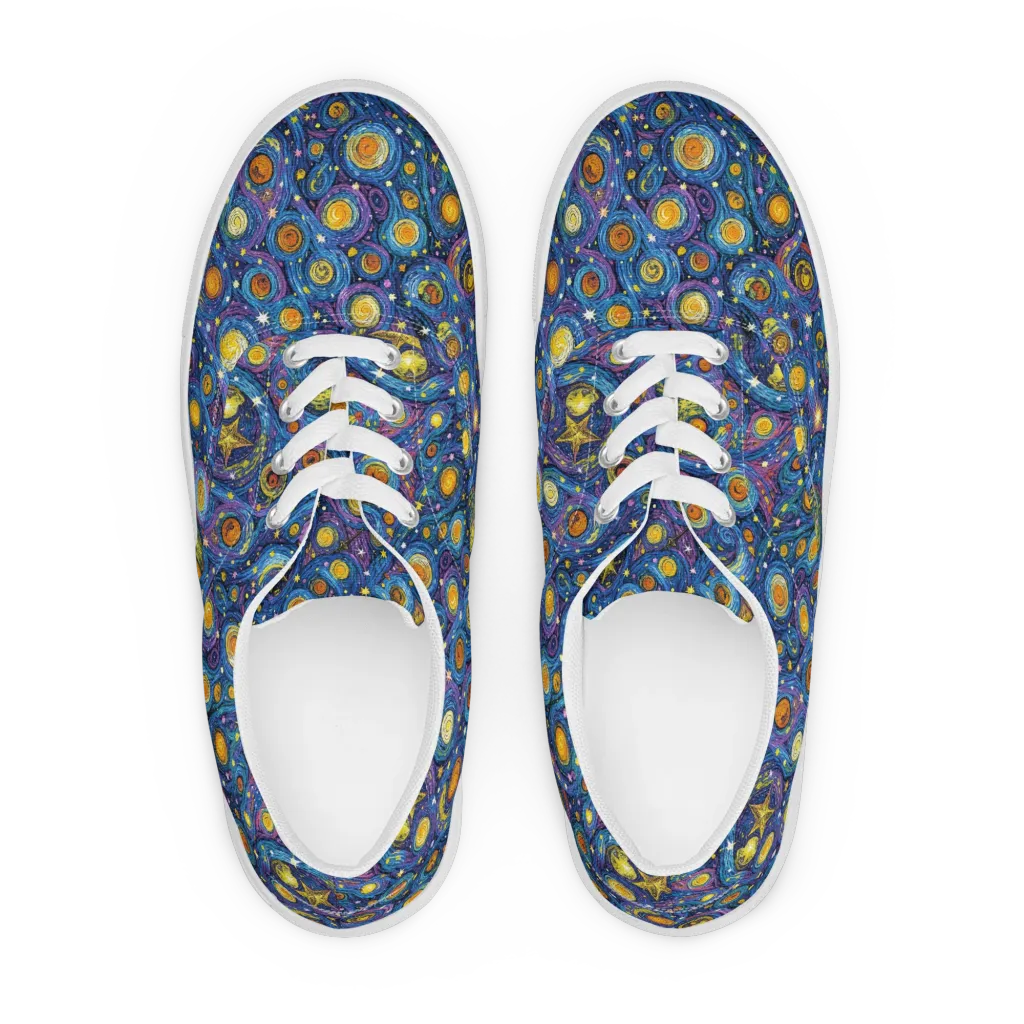 Starry Orbit on Men's Lace-Up Canvas Shoes — Front