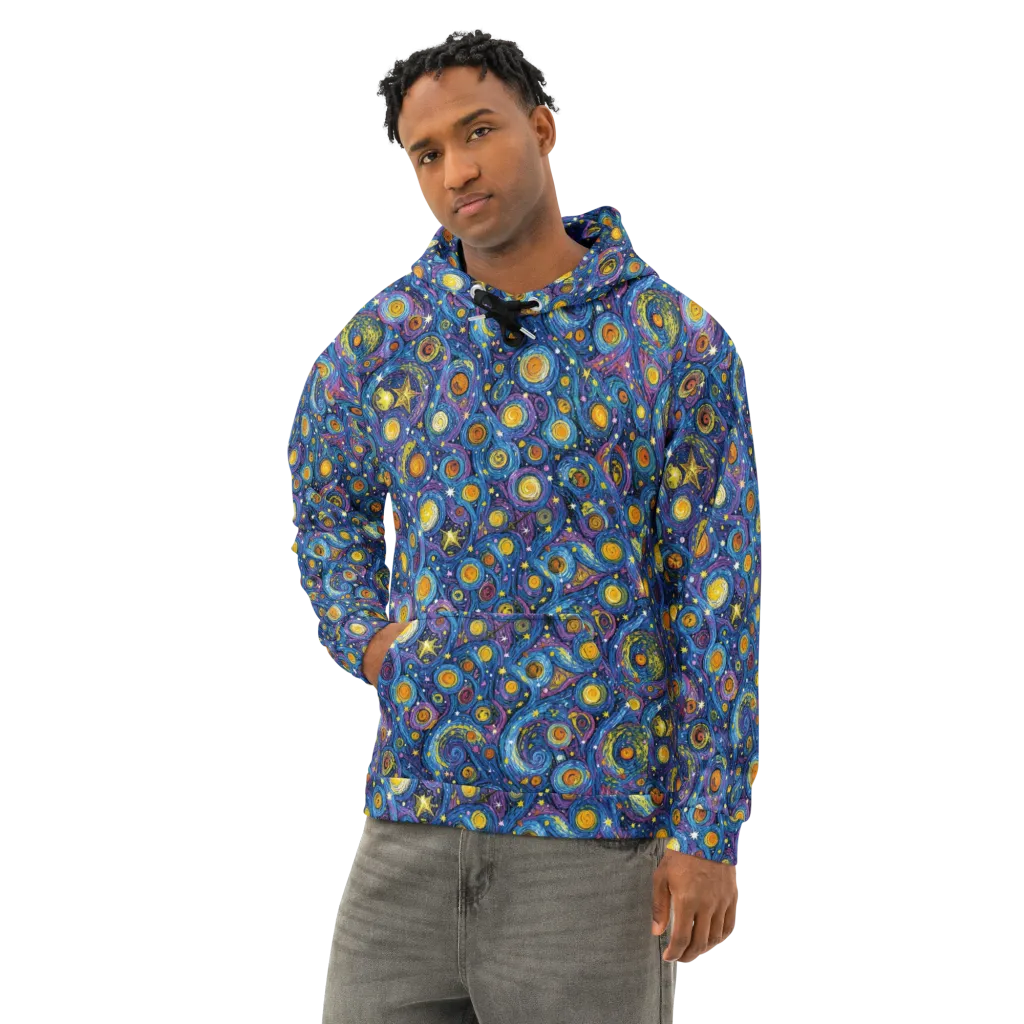 Starry Orbit on Cotton Hoodie — Left Front