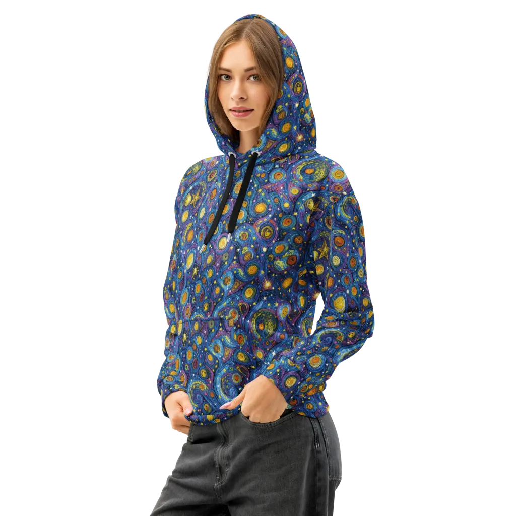 Starry Orbit on Cotton Hoodie — Left Front