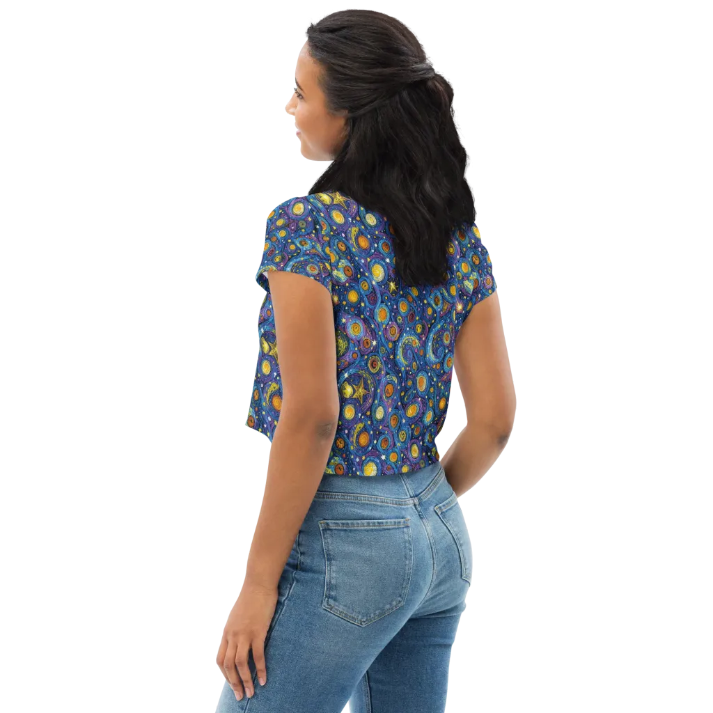 Starry Orbit on Crop Tee — Left Back