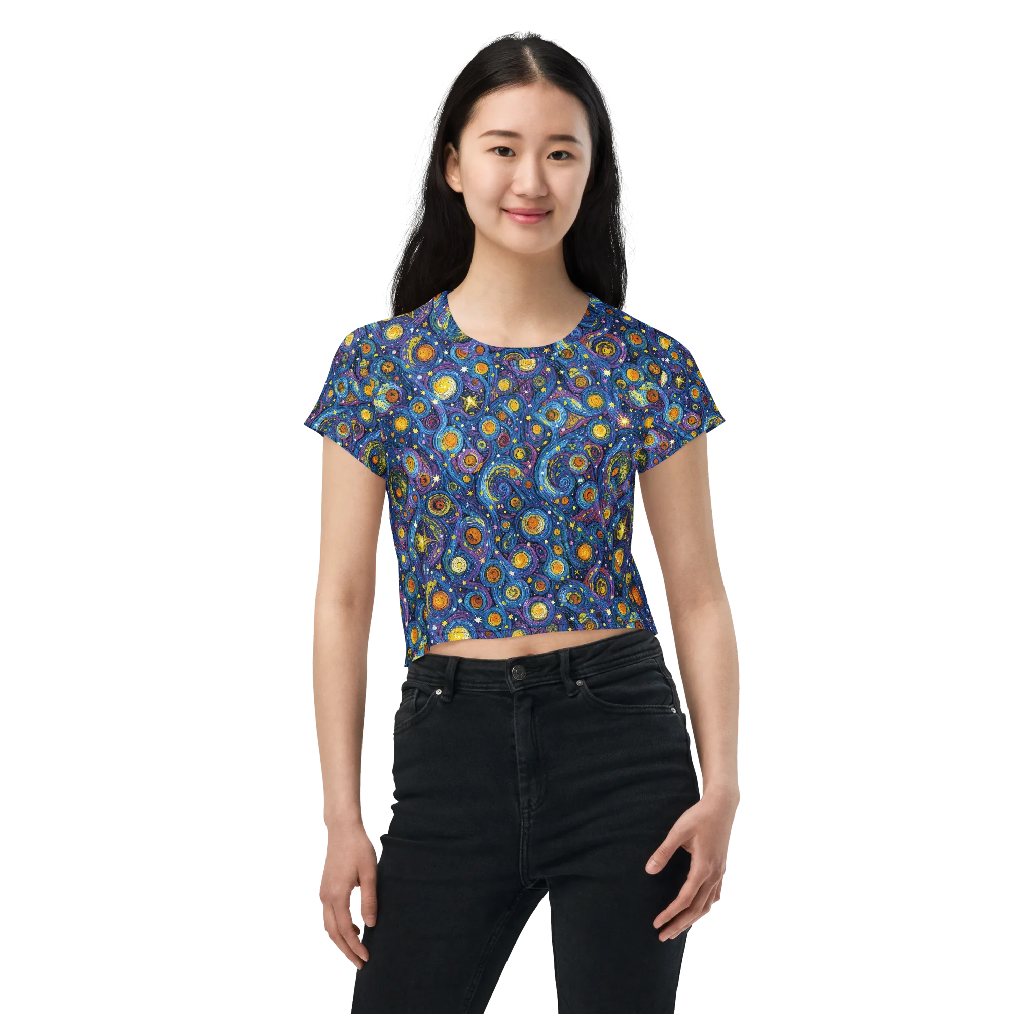 Starry Orbit on Crop Tee — Front