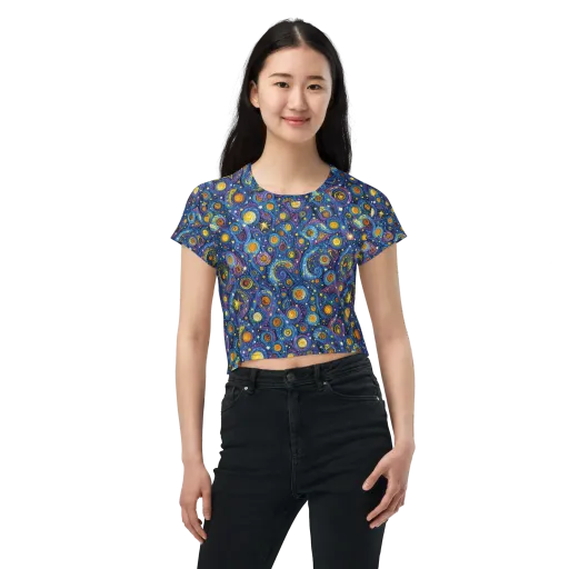 Starry Orbit on a Crop Tee