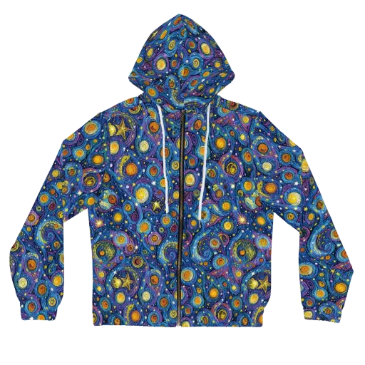 Starry Orbit on a Women's Full-Zip Hoodie