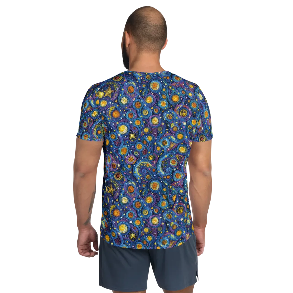 Starry Orbit on Men's Athletic T-Shirt — Back