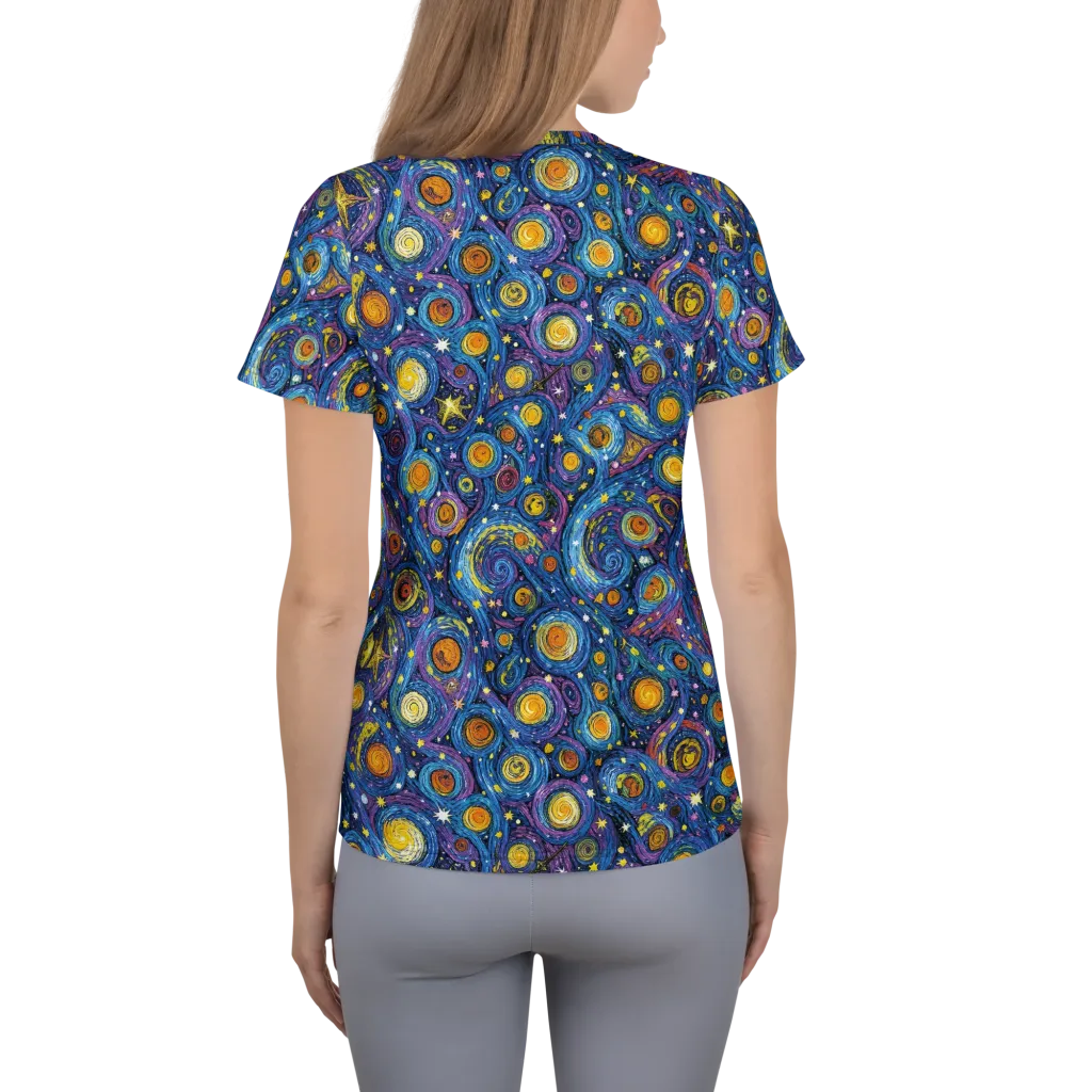 Starry Orbit on Women's Athletic T-Shirt — Back