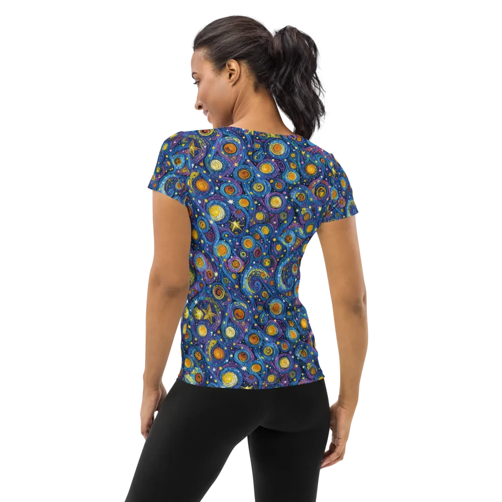Starry Orbit on Women's Athletic T-Shirt — Back