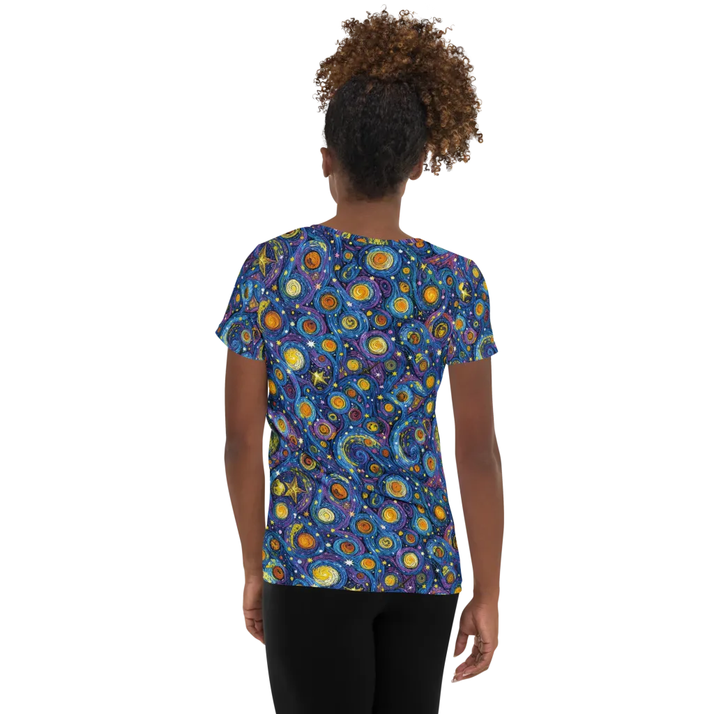 Starry Orbit on Women's Athletic T-Shirt — Back