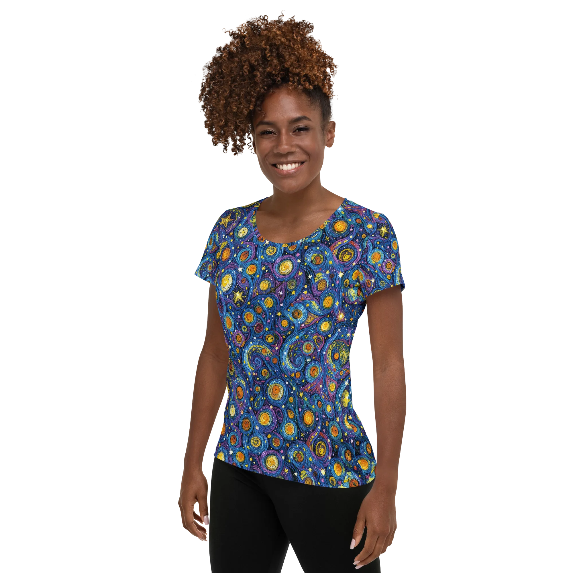 Starry Orbit on Women's Athletic T-Shirt — Left