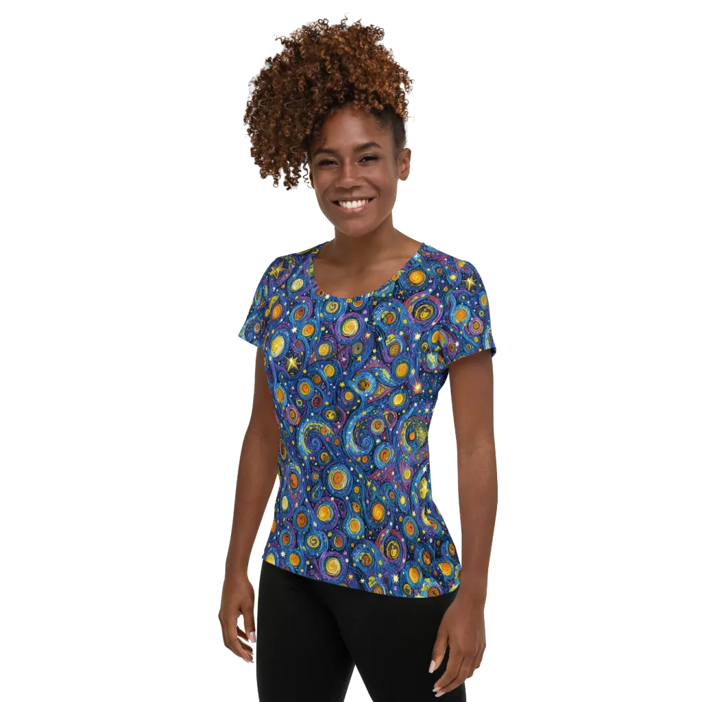 Starry Orbit on Women's Athletic T-Shirt — Left