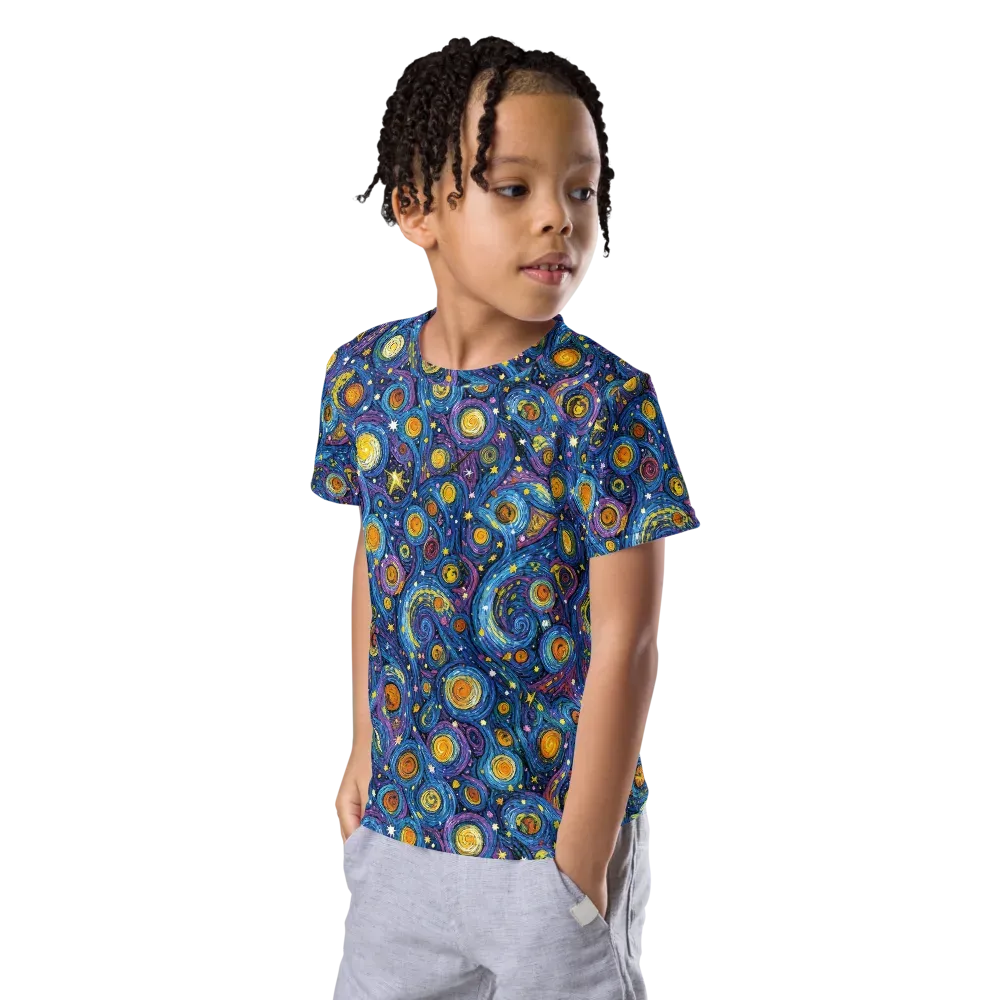 Starry Orbit on Kids Crew Neck T-Shirt — Left Front