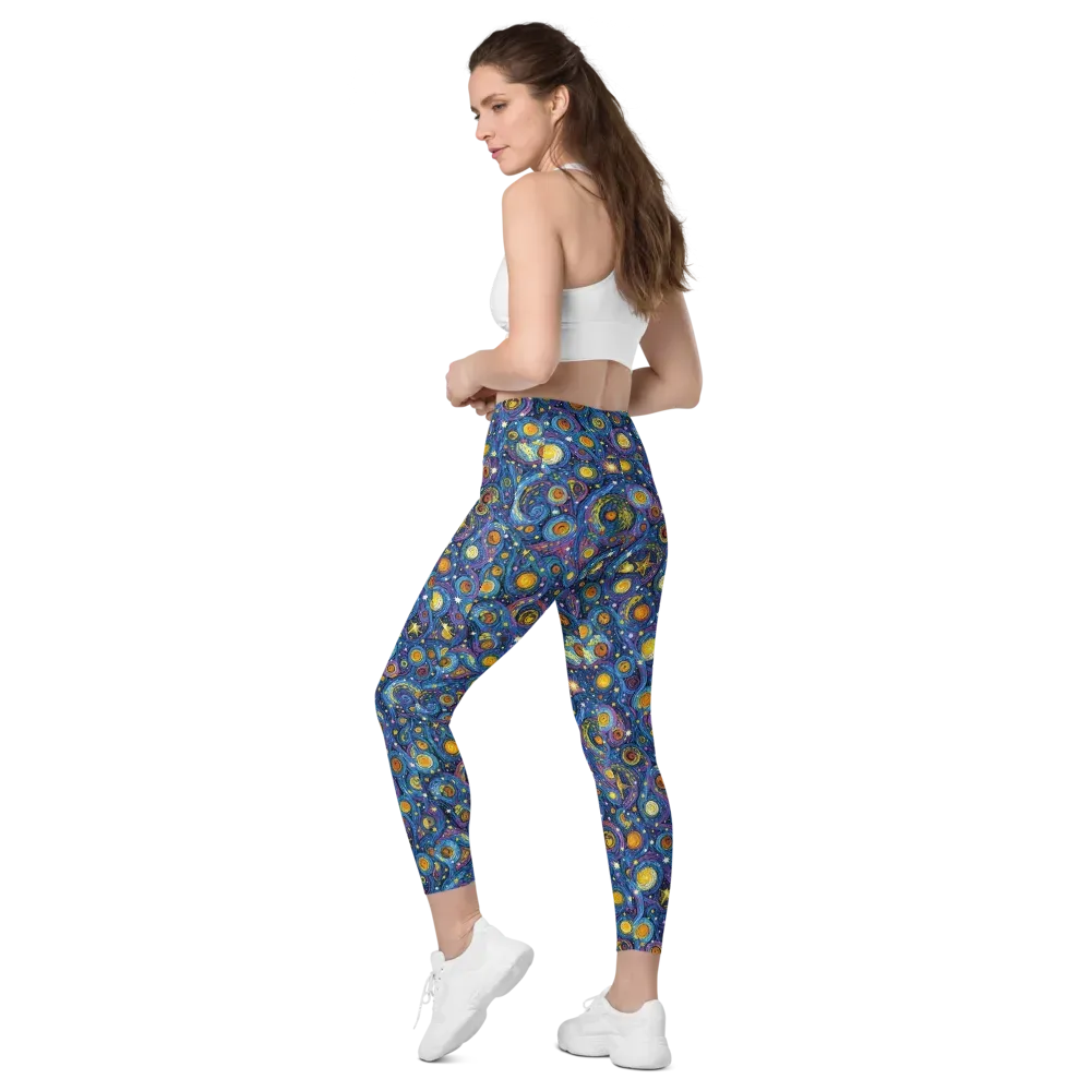 Starry Orbit on Leggings with Pockets — Left Back