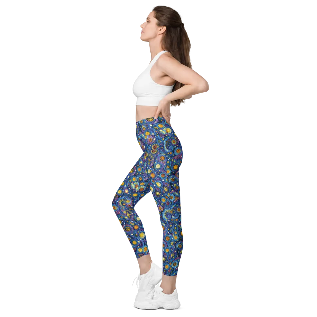 Starry Orbit on Leggings with Pockets — Left