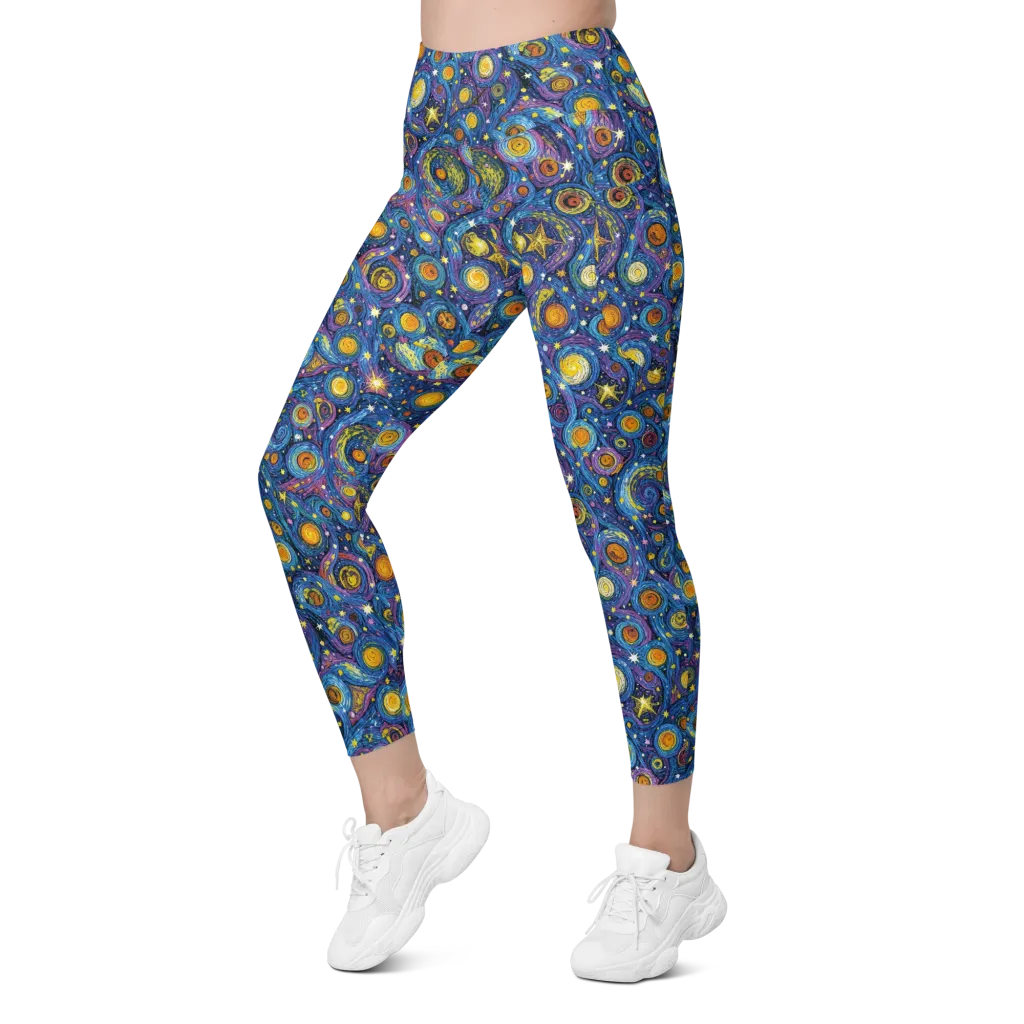 Starry Orbit on Leggings with Pockets — Left Front