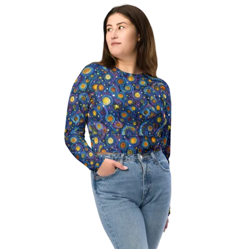 Starry Orbit on a Long Sleeve Crop Top
