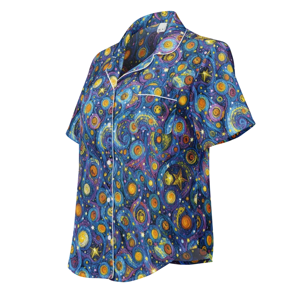 Starry Orbit on Women's Short Sleeve Pajama Top — Left Front