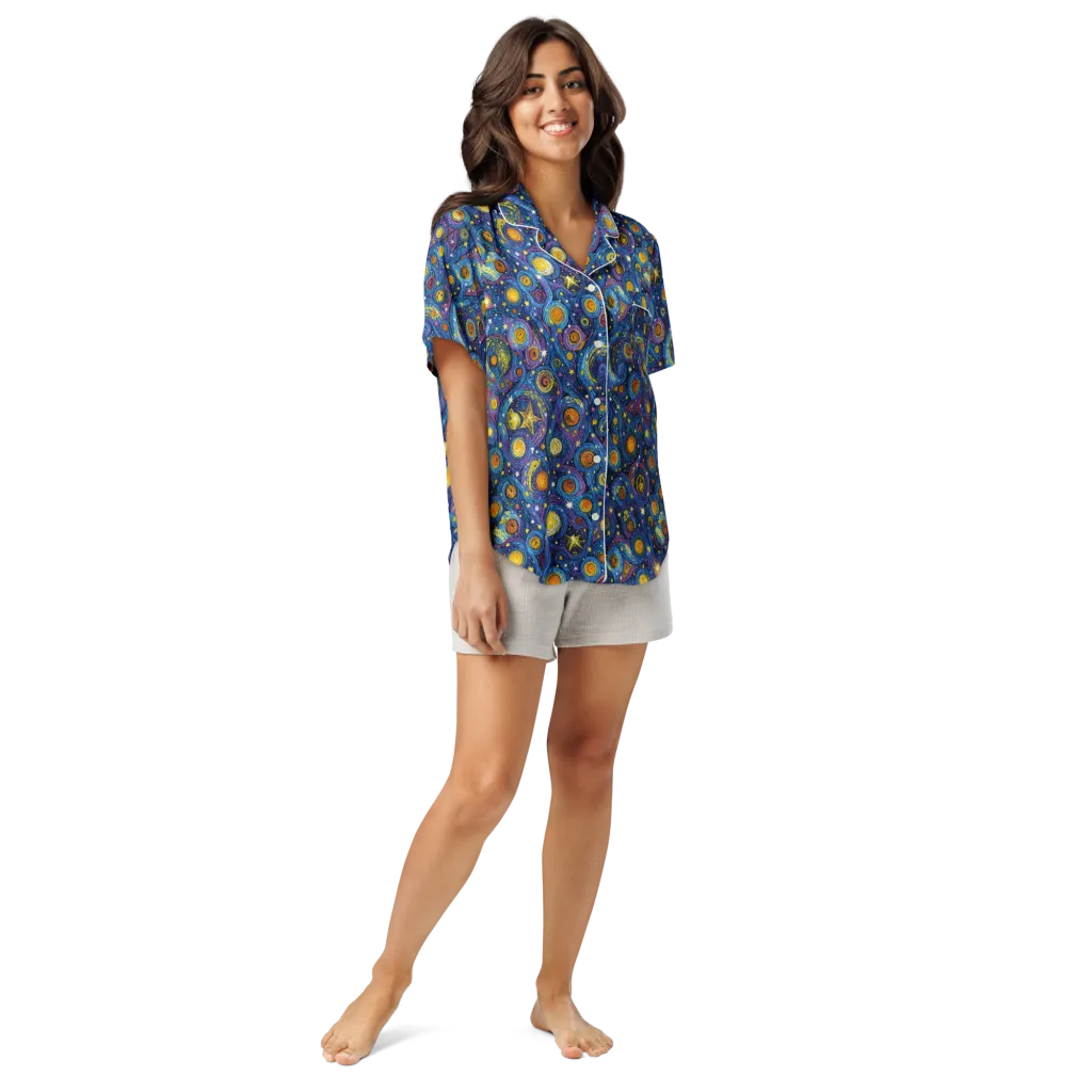 Starry Orbit on Women's Short Sleeve Pajama Top — Front