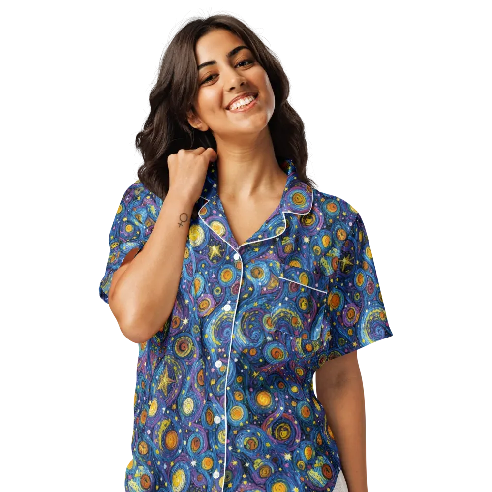 Starry Orbit on Women's Short Sleeve Pajama Top — Front