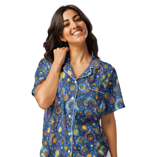 Starry Orbit on a Women's Short Sleeve Pajama Top