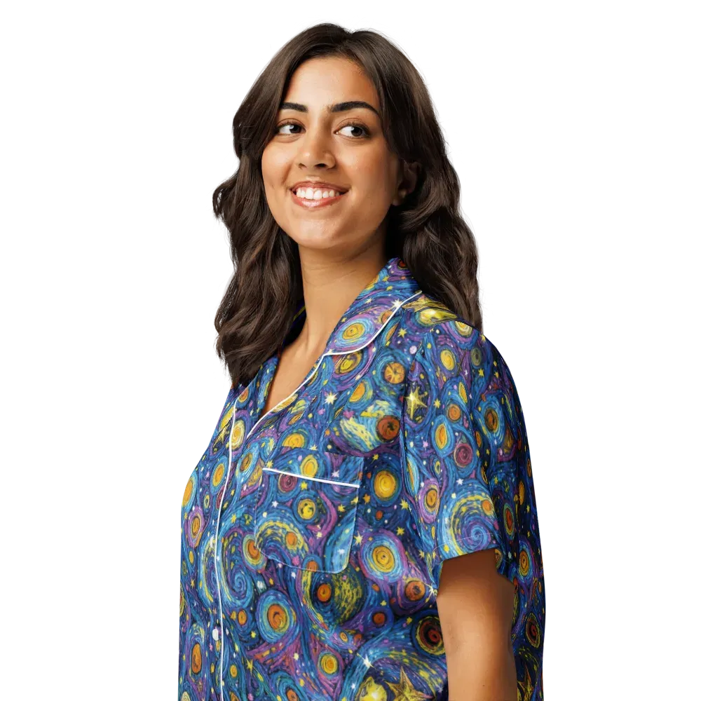 Starry Orbit on Women's Short Sleeve Pajama Top — Left Front