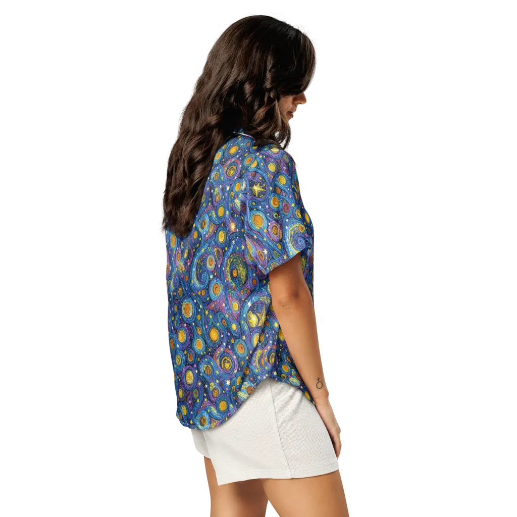 Starry Orbit on Women's Short Sleeve Pajama Top — Right Back