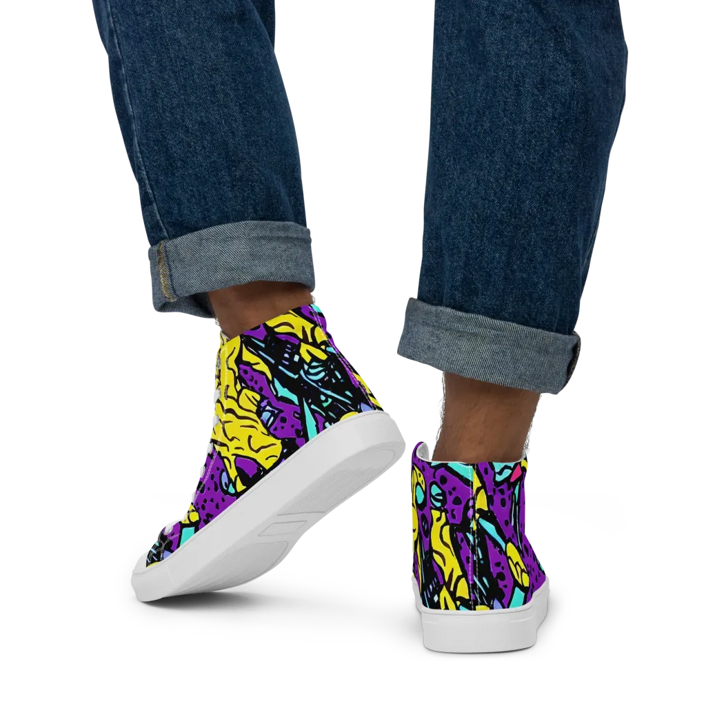Wild Prism on Men's High Top Canvas Shoes — Back