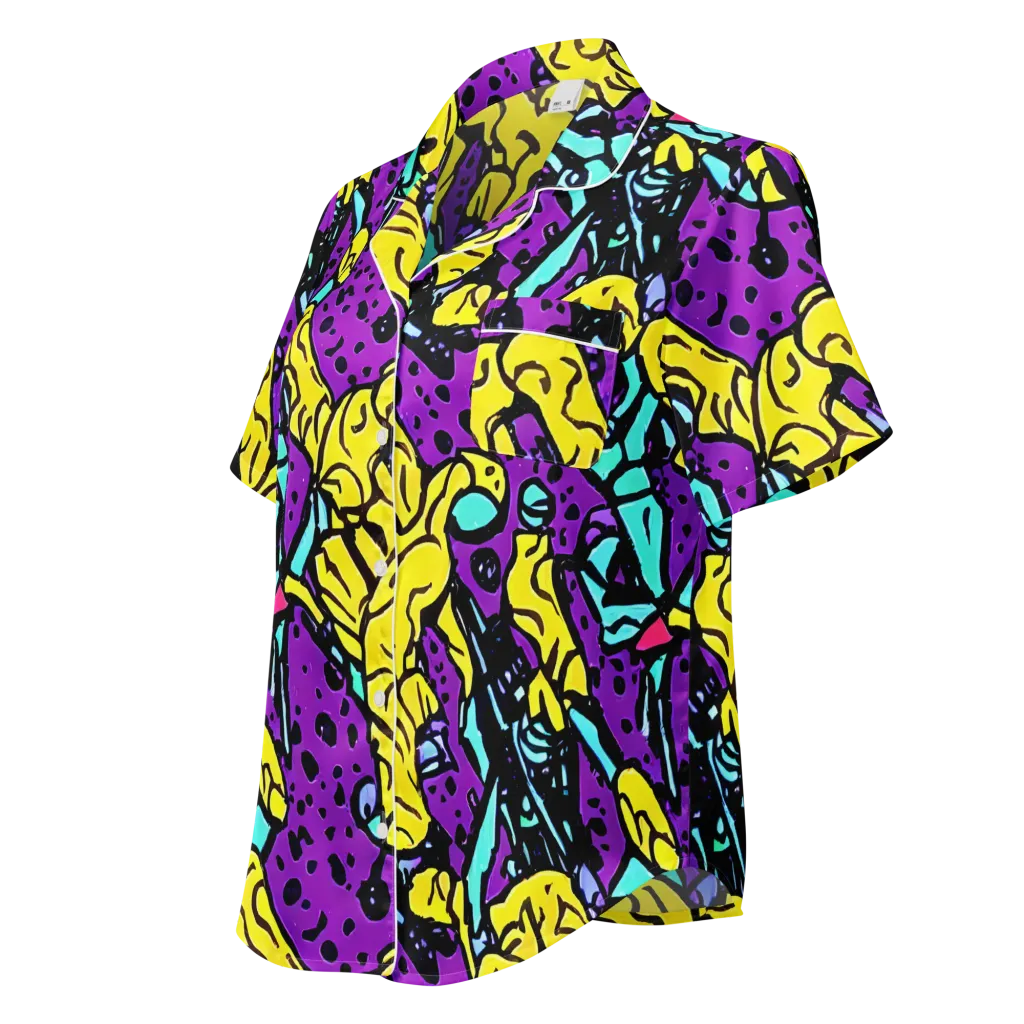 Wild Prism on Women's Short Sleeve Pajama Top — Left Front