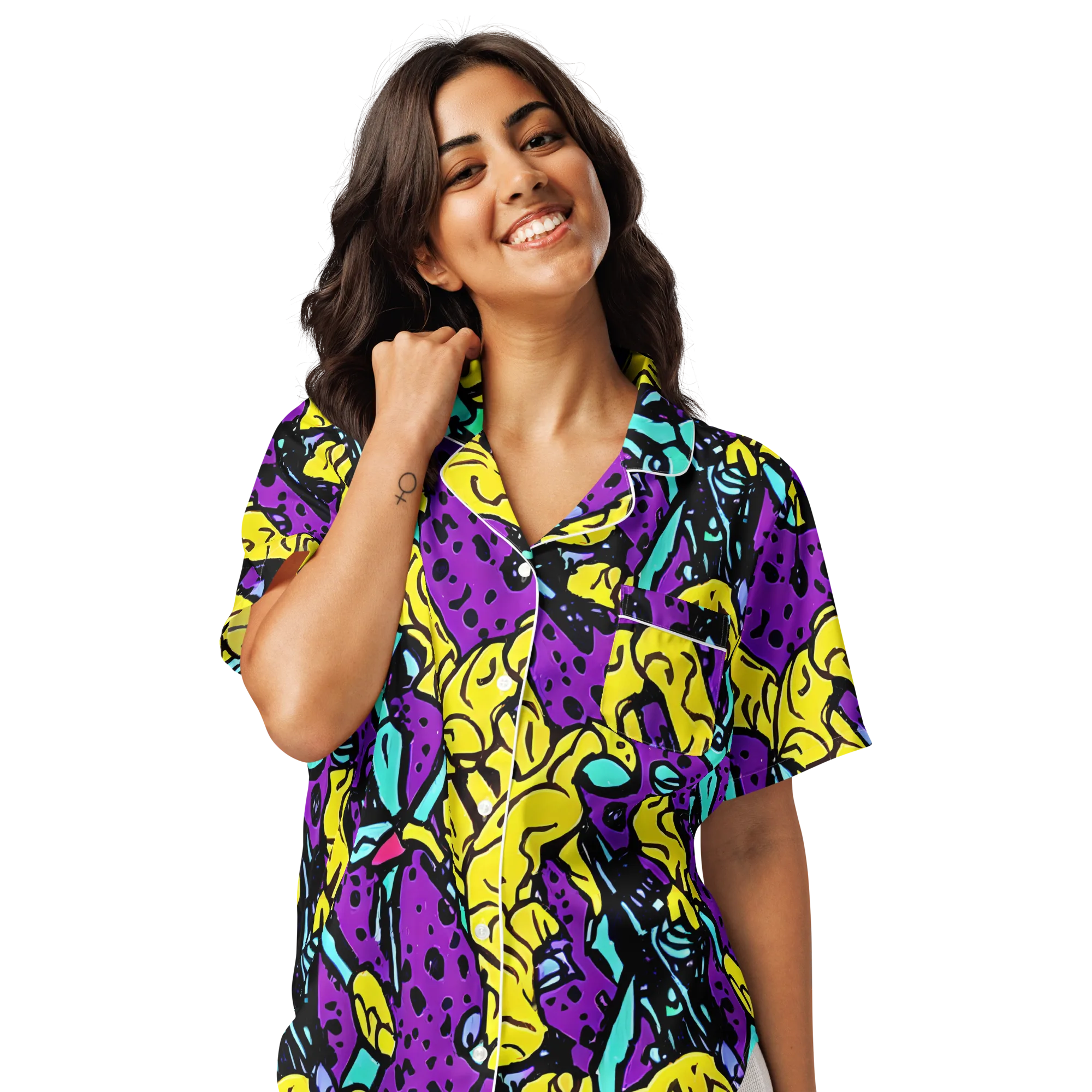 Wild Prism on Women's Short Sleeve Pajama Top — Front