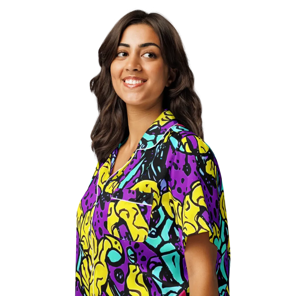 Wild Prism on Women's Short Sleeve Pajama Top — Left Front