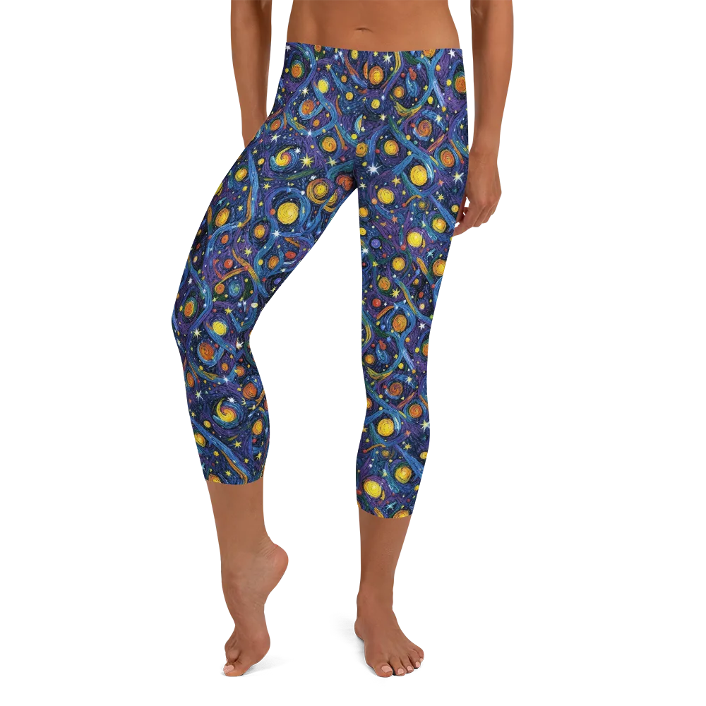 Starry Spiral on Capri Leggings — Front