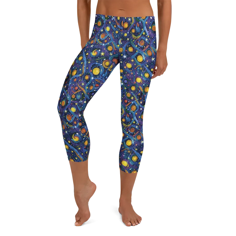 Starry Spiral on Capri Leggings — Front
