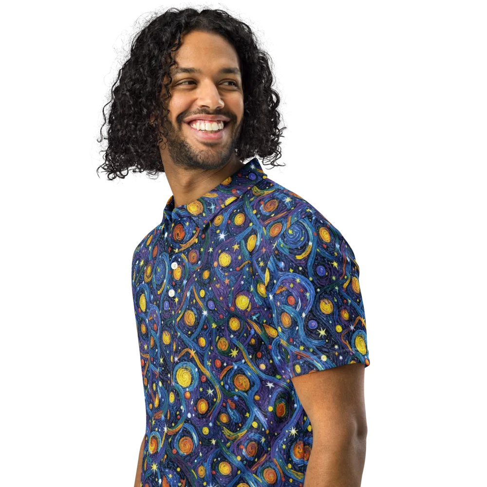 Starry Spiral on Men's Slim Fit Polo Shirt — Left Front
