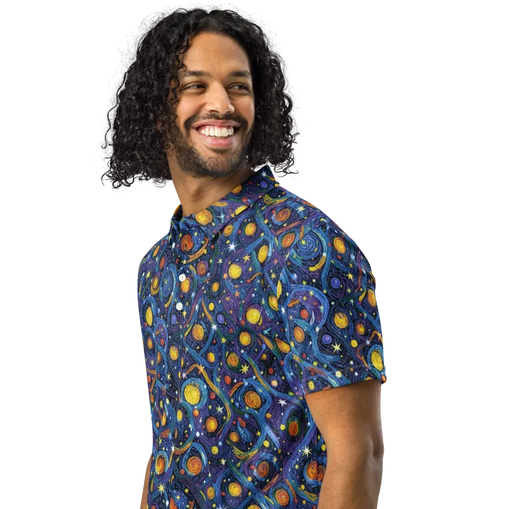 Starry Spiral on Men's Slim Fit Polo Shirt — Left Front