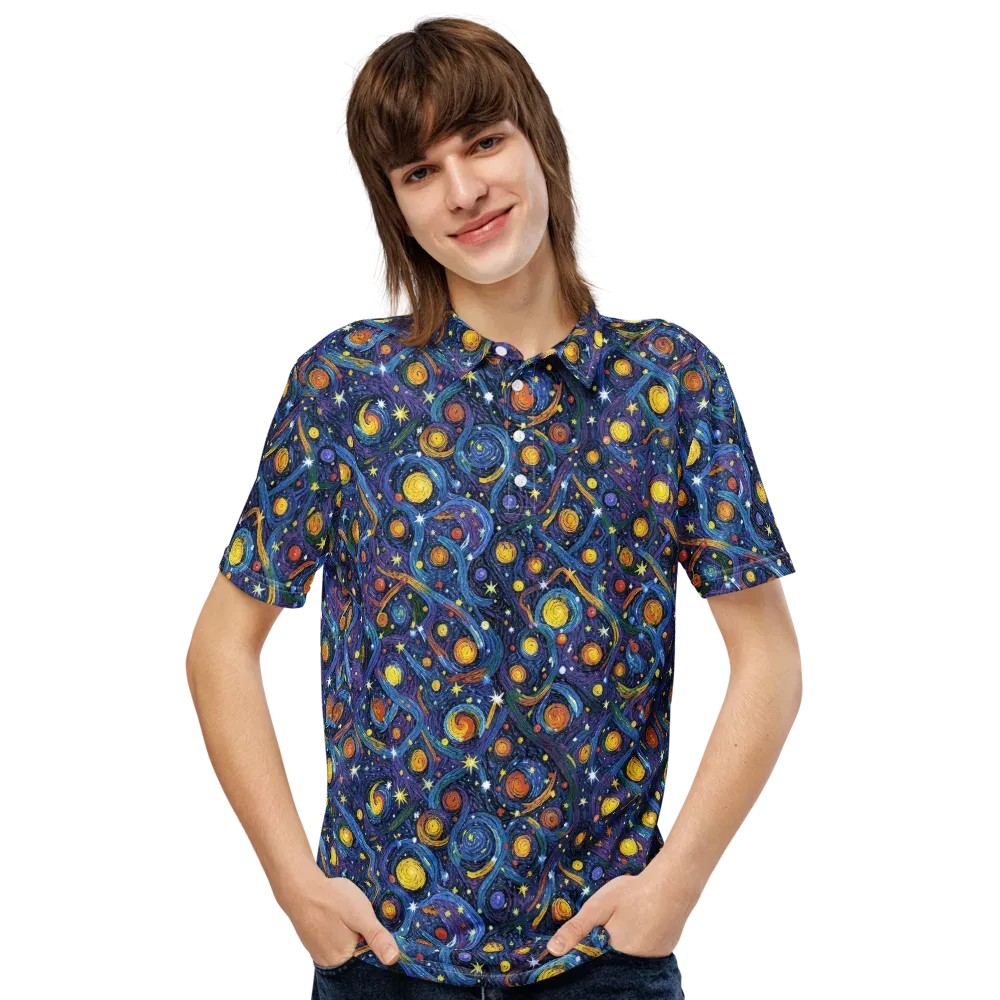 Starry Spiral on Men's Slim Fit Polo Shirt — Front