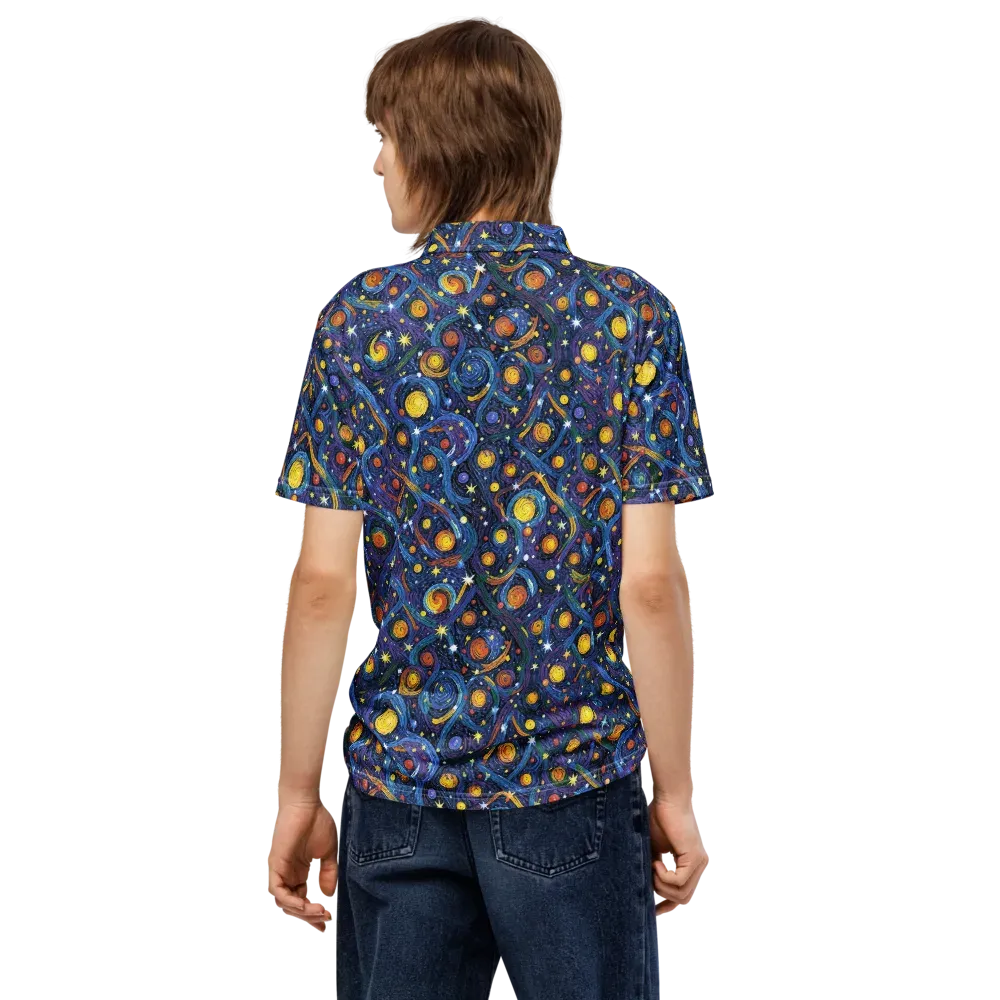 Starry Spiral on Men's Slim Fit Polo Shirt — Back