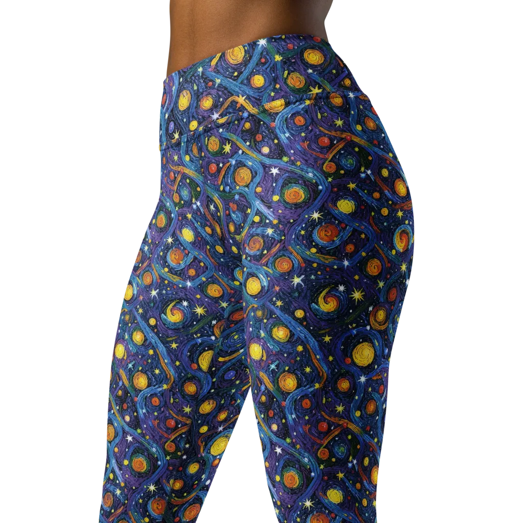Starry Spiral on Yoga Leggings — Left Front
