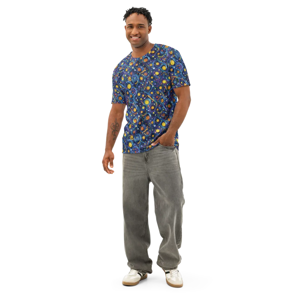 Starry Spiral on Men's Cotton Crew Neck T-Shirt — Front