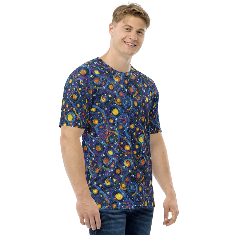 Starry Spiral on Men's Crew Neck T-Shirt — Right
