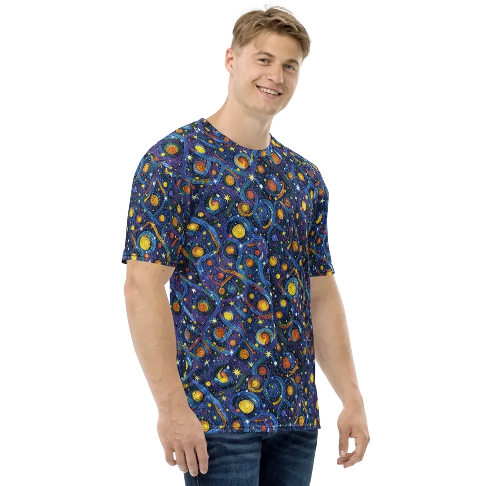 Starry Spiral on Men's Crew Neck T-Shirt — Right