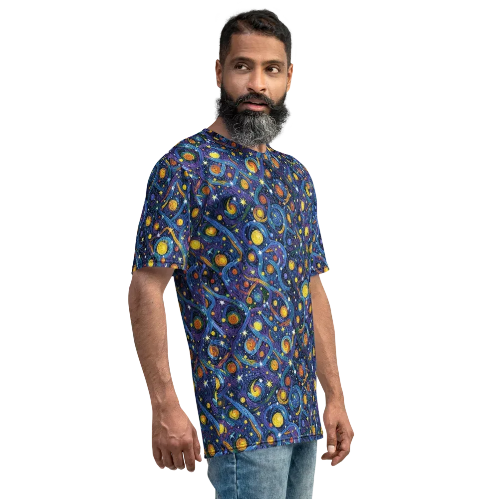 Starry Spiral on Men's Crew Neck T-Shirt — Right