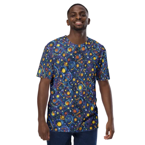 Starry Spiral on a Men's Crew Neck T-Shirt