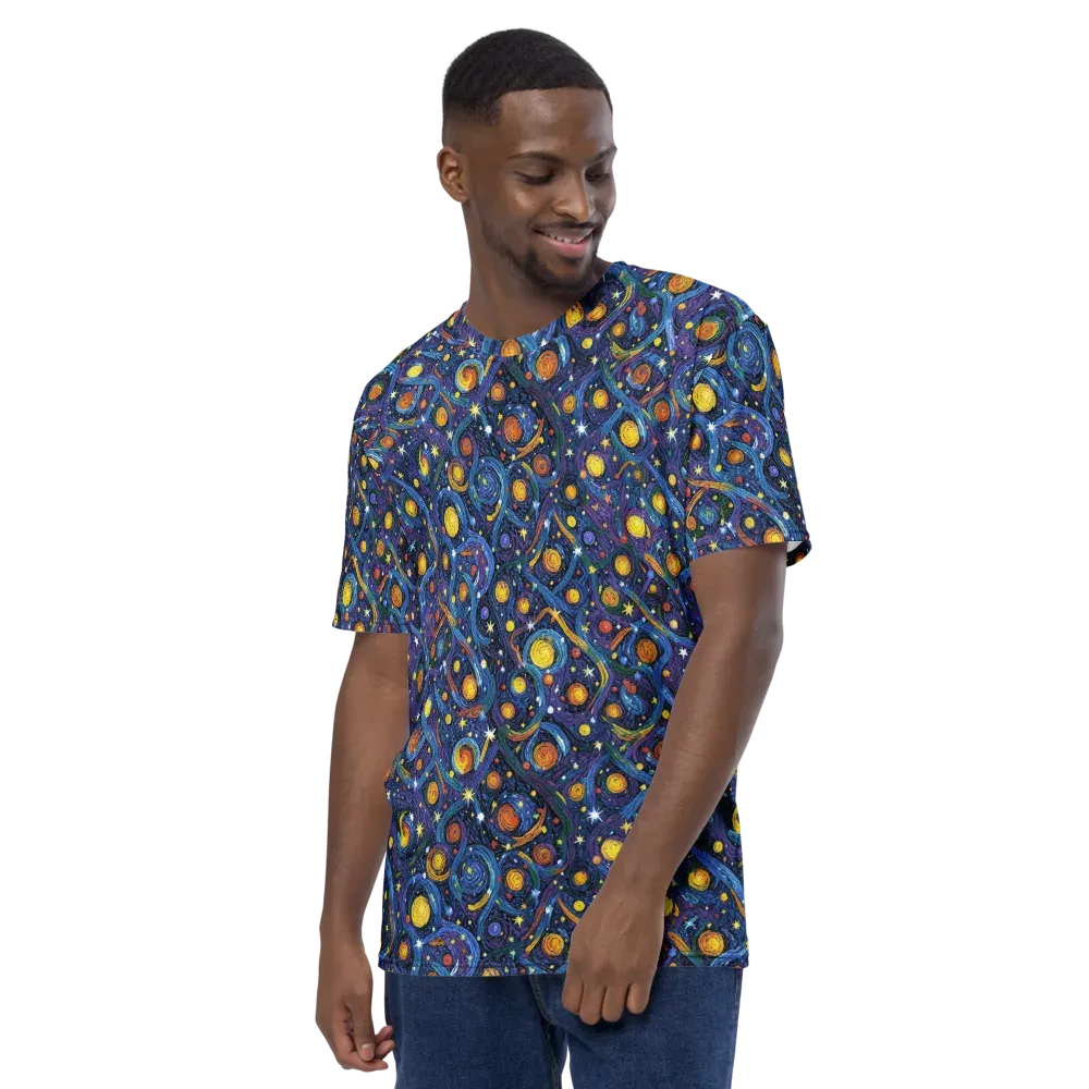 Starry Spiral on Men's Crew Neck T-Shirt — Left