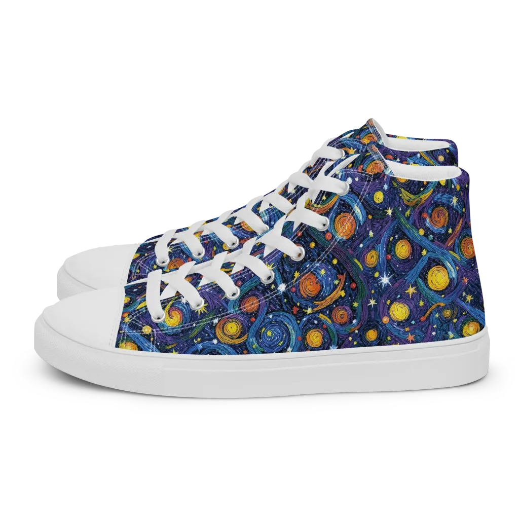 Starry Spiral on Men's High Top Canvas Shoes — Left