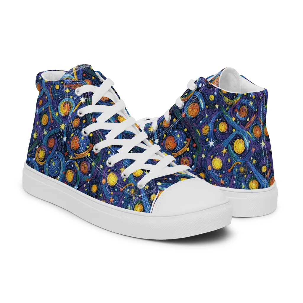 Starry Spiral on Men's High Top Canvas Shoes — Right