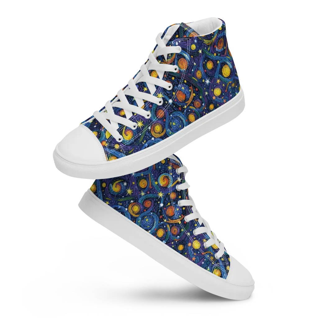Starry Spiral on Men's High Top Canvas Shoes — Front