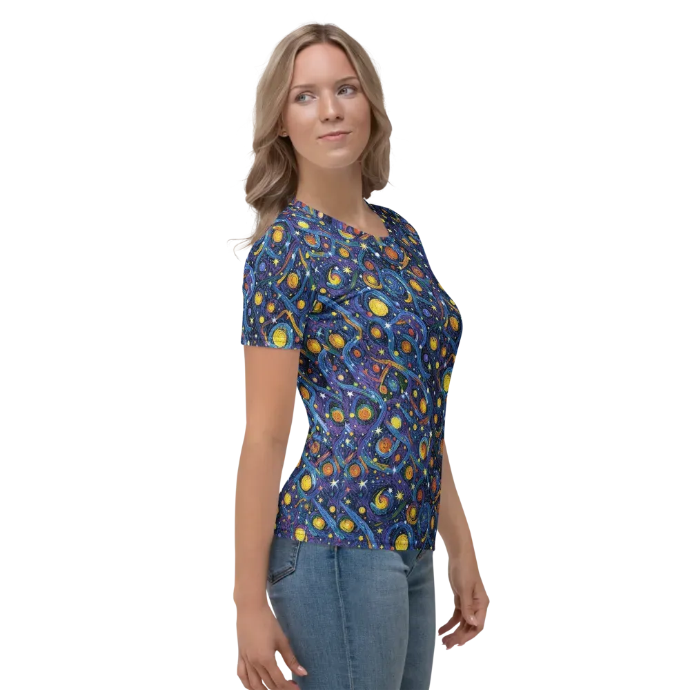 Starry Spiral on Women's Crew Neck T-Shirt — Right
