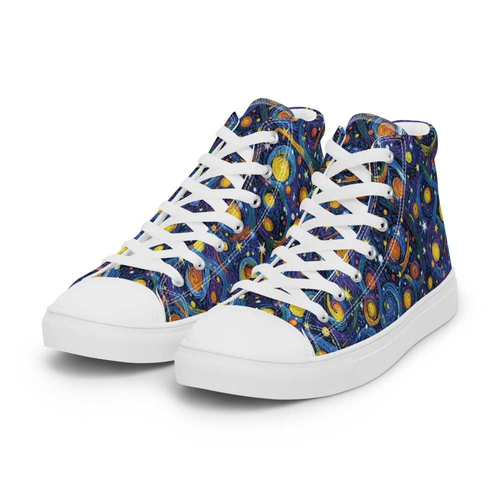 Starry Spiral on Women's High Top Canvas Shoes — Left Front