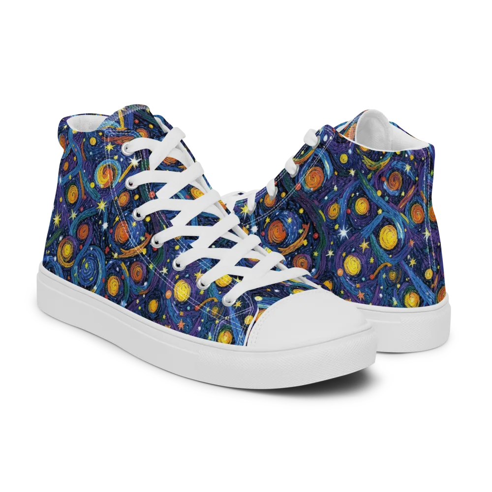 Starry Spiral on Women's High Top Canvas Shoes — Right